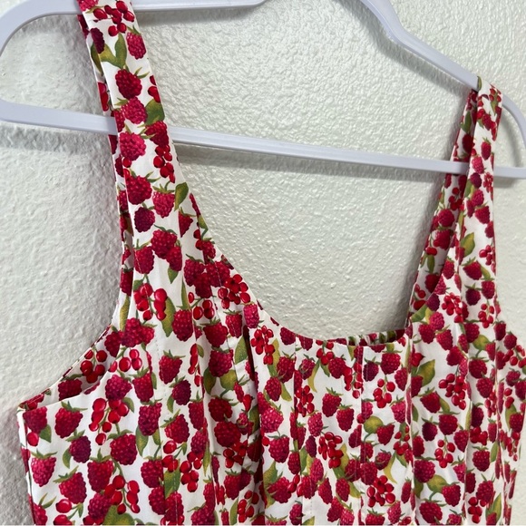 J. Crew Fit-and-flare mini dress in raspberry print Red White Size 8 NWT Fruit - Picture 10 of 16